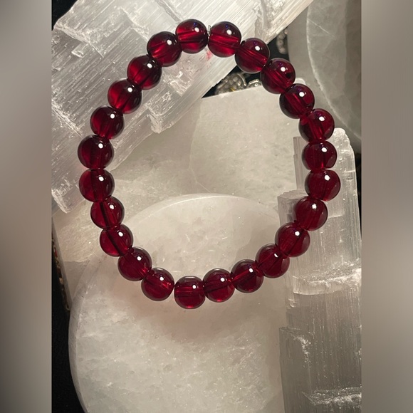 Garnet 8mm Crystal Stone Bracelet 7” Handmade by Annabellesgemz! - Picture 1 of 2